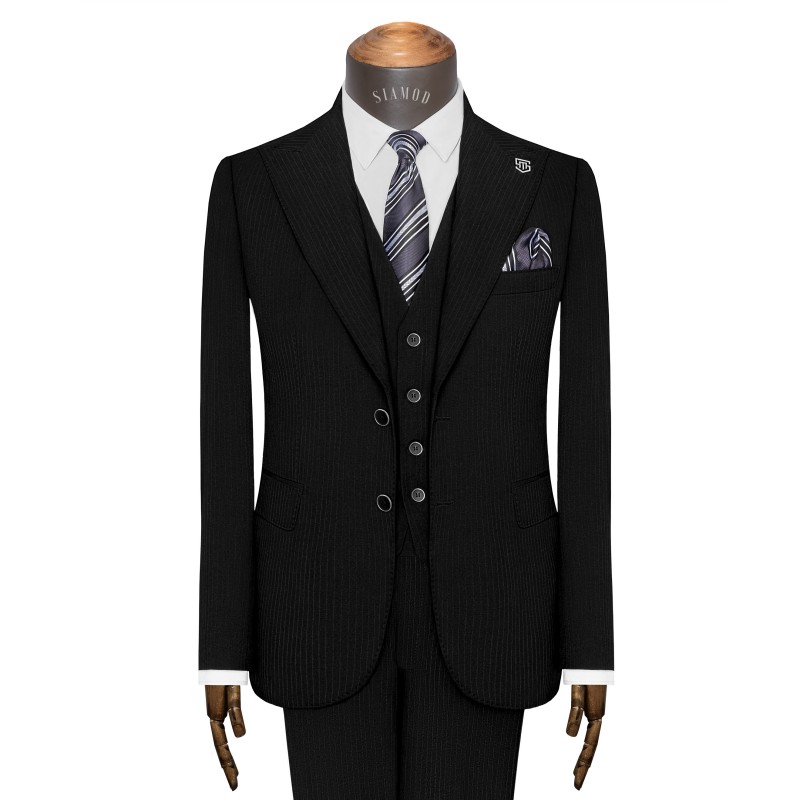 کت شلوار ژیله یقه بلیزر دیپلمات دو دکمه دو چاک سیامد کد_parti251