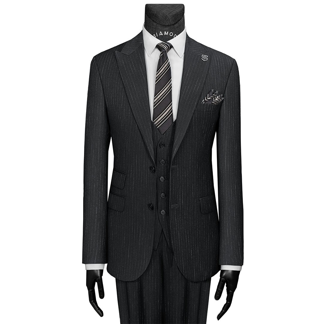 کت و شلوار و ژیله دو دکمه یقه بلیزر شانتون دیپلمات سیامد Siamod