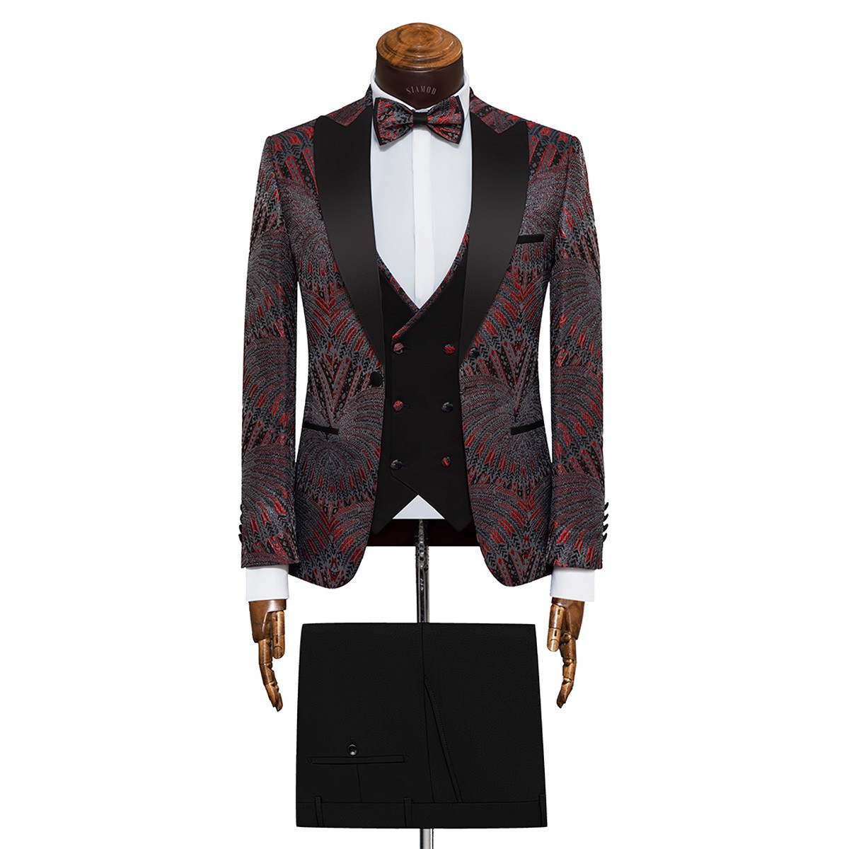 کت و شلوار و ژیله و پاپیون طرح دار یقه بلیزر سوییت سارتوریا Suit Sartoria